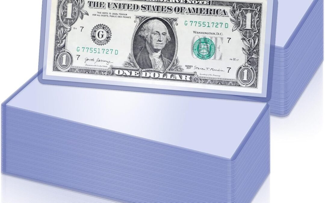 OEM 100 Pack Dollar Bill Sleeves, PVC Transparent Currency Sleeves, 6.8″ x 2.9″ Bill Protector Sleeves for Collectors, Money Holders for Cash, Dollar, Collectors Factory