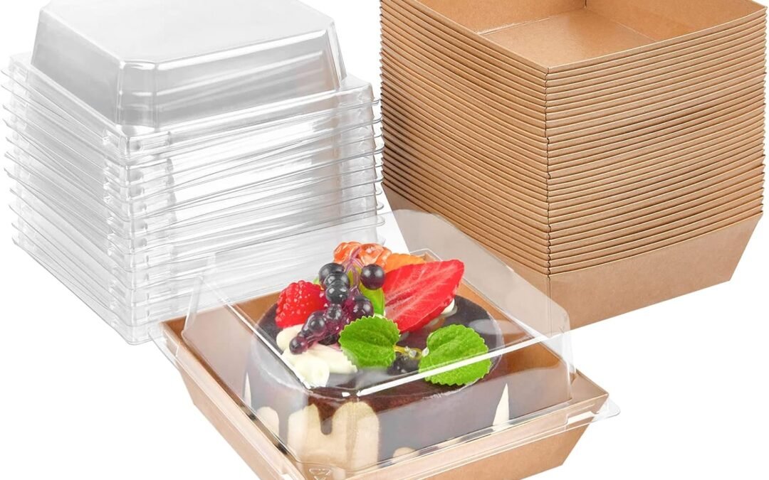 OEM 100 Pack Paper Charcuterie Boxes with Clear Lids, 4 Inches Brown Cookie Boxes Dessert Boxes Disposable Oil-Proof Food Containers for Sandwich, Cake Slice, Cupcake, Chocolate Covered Strawberry Factory