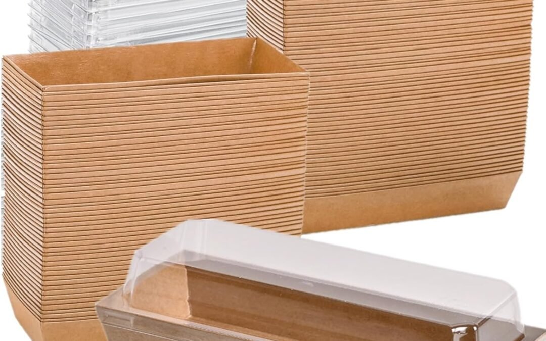 OEM 100 Pack To Go Dessert Boxes, Paper Charcuterie Boxes with Clear Lids, Swiss Roll Cake Container, Rectangular Sandwich Boxes for Sushi, Muffins, Treat, Waffle, Cookie, Food Truck Business Factory