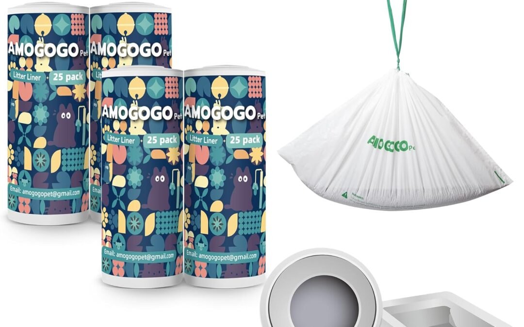OEM 100 Pack Waste Bin Liners, Compatible with ScoopFree Clumping & SmartSpin Automatic Litter Box, Large Capacity Litter Bags, Sturdy, Leak-proof Thick Drawstring Waste Bags, 23″ x 12″ Factory