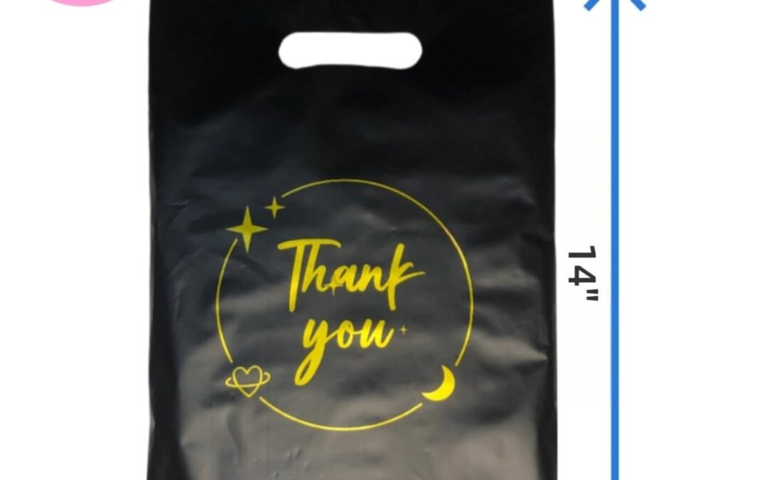 OEM 100PCS Black Thank You Gift bag, reusable plastic bag with suitable for boutiques,retail shopping,weddings, birthdays,Thanksgiving,Christmas,business gifts, stores,party and boutique bags(10″x14″) Factory