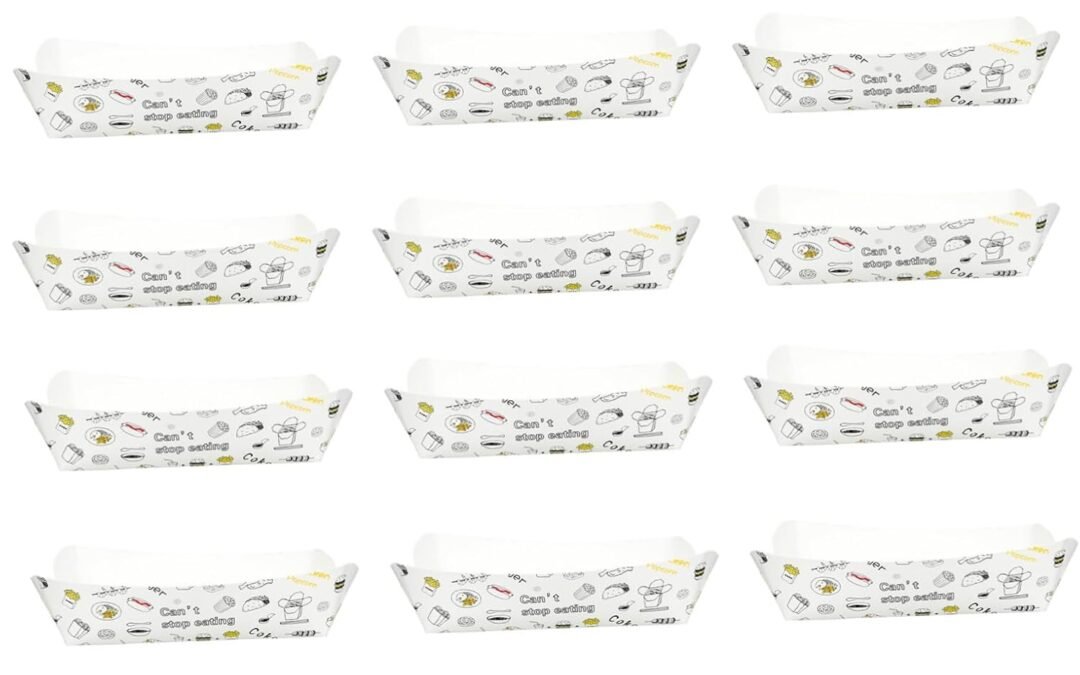OEM 100Pcs Packing Box for Fried Chicken French Fries and Snacks Food Grade Paper Food Box with Boat Shape Design for Parties Picnics and Home Kitchen Use Factory