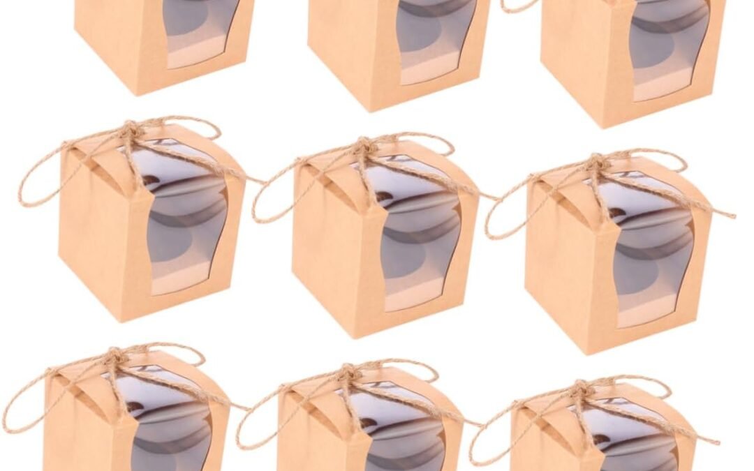 OEM 10Pcs Cupcake Packing Boxes with Window Sturdy Food Grade Cardboard Cake Carrier Easy Assembly Dessert Packaging for Parties Birthdays Factory