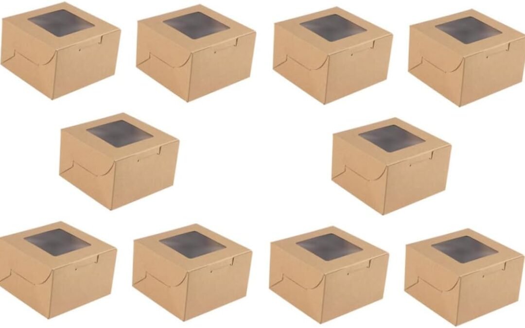 OEM 10Pcs Kraft Paper Cake Boxes with Window Multi Function Biscuit Containers for Desserts Pastries and Party Supplies Storage for Baked Goods Factory