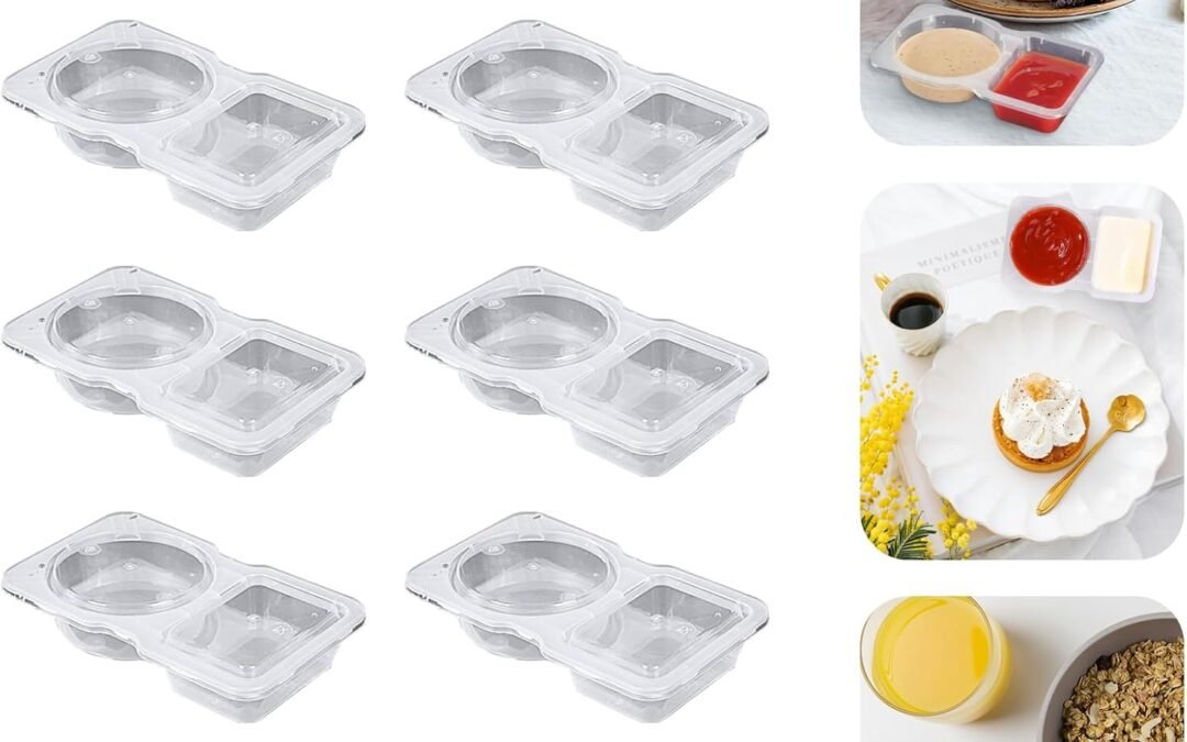 OEM 10pcs Double Compartment Condiment Container with Lids, Mini Plastic Snack Containers,BPA Free,Microwave Safe,Leakproof Food Storage, To Go Food Containers,Take Out Sauce Container Factory