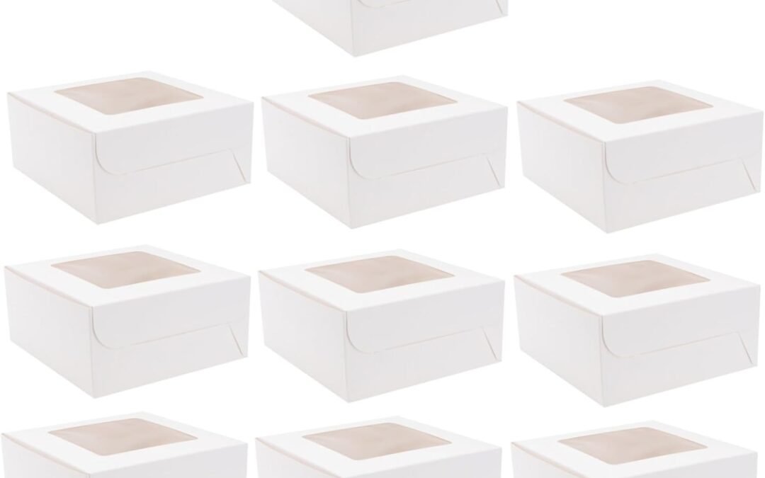 OEM 10pcs Windowed Cupcake Boxes Cavity Paper Dessert Containers for Weddings Birthdays and Special Occasions Thick Food Grade Paper Cake Carriers White Factory