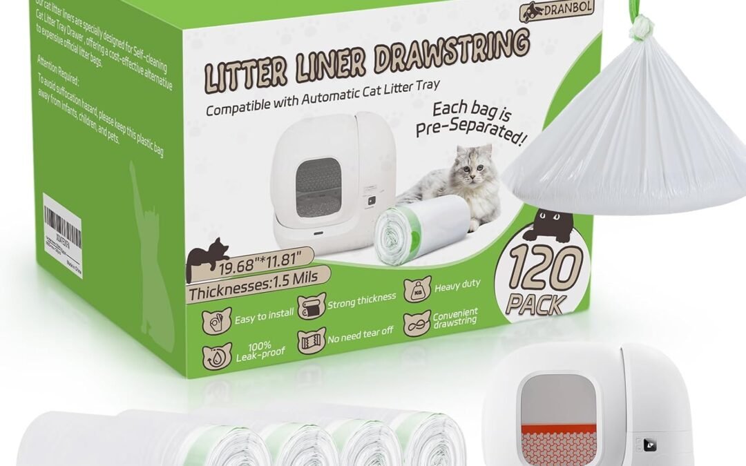 OEM 120 Pack Cat Litter Box Liners for PET KIT Pura MAX & X, Extra Thick Heavy Duty Drawstring Self-Cleaning Robot Litter Bags, Leak-proof Disposable Replaced Pet Kitty Poop Trash Bag 21.7″ * 11.8″ Factory