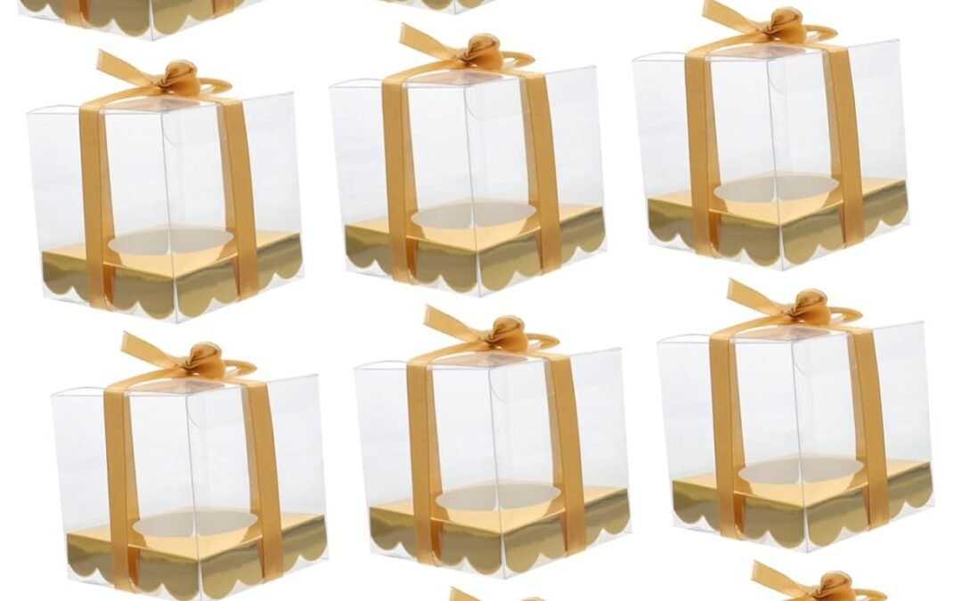 OEM 12pcs Cupcake Cake Packing Boxes Window Square Food Containers Pet Plastic Boxes for Bakery Factory