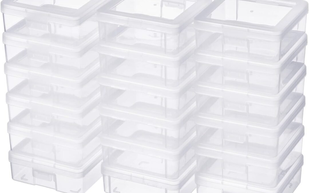 OEM 18 Pack Small Clear Plastic Storage Boxes with Lids, Arts & Crafts Storage Boxes & Organizers Storage Container Craft Jewelry Life Item Organizer for Puzzles, Pens, Rings,Nail Polish Factory