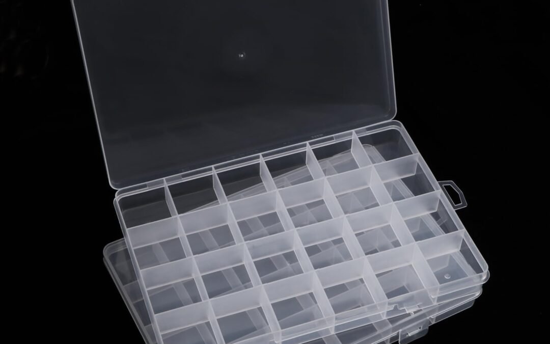 OEM 2 Pack 24 Grids Clear Plastic Organizer Box Fixed Compartment Storage Container for Craft, Beads, Jewelry, Small Parts, Small Items Factory
