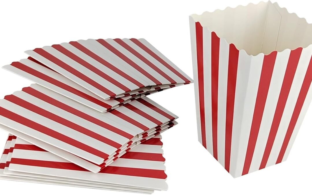OEM 20 Pcs Mini Red & White Striped Popcorn Boxes – Bulk Paper Popcorn Containers for Movie Nights, Carnival Parties, and Snack Favors (20) Factory
