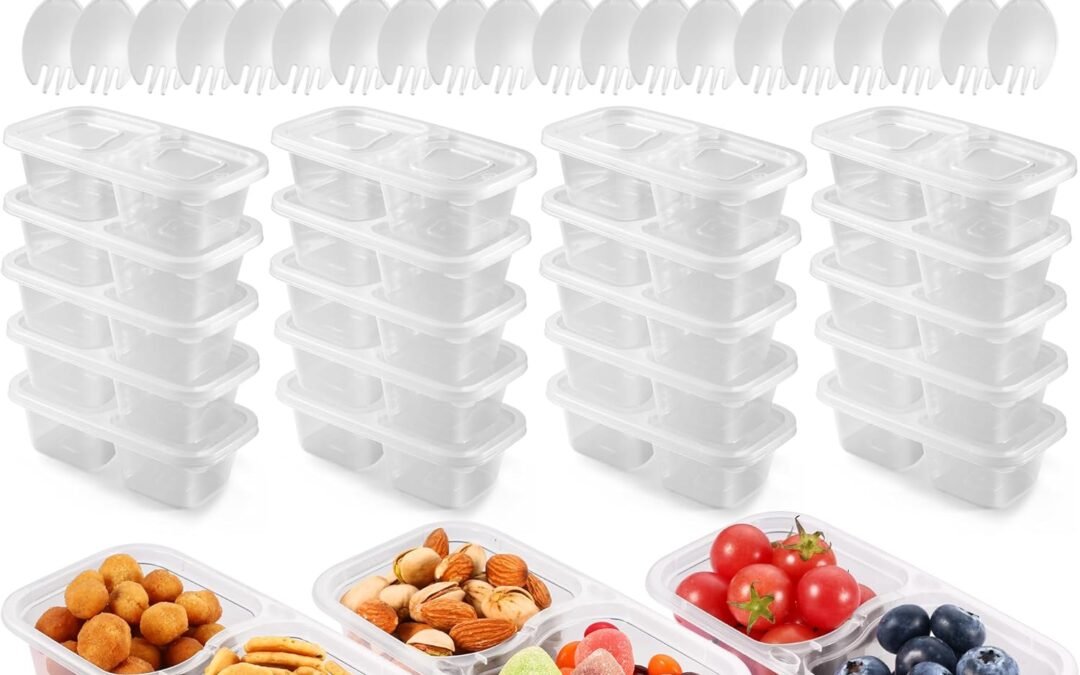 OEM 20 Set Double Compartment Condiment Containers with Lids & Spoons, Reusable Snack Containers for Lunches Picnics Parties, BPA-Free, Microwave Safe Factory