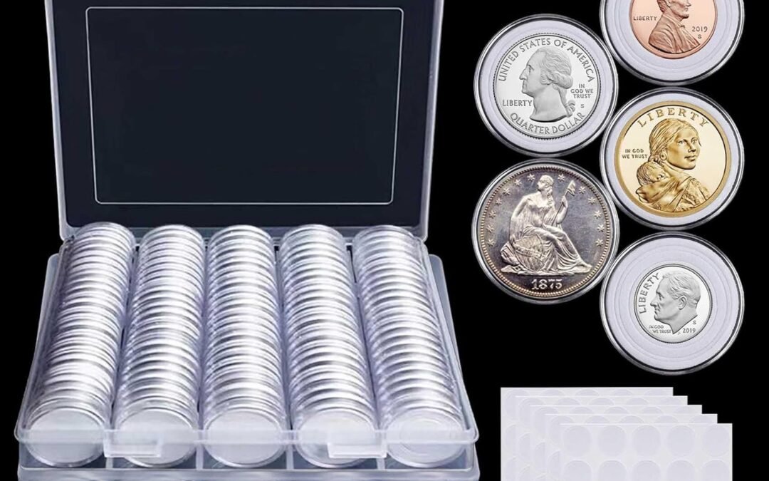 OEM 200 Pieces 30mm Coin Capsules Coin Holders for Collectors, with Foam Gasket and Plastic Storage Organizer Box, 5 Sizes (17/20/25/27/30mm) Coin Case for Coin Collection Supplies Factory