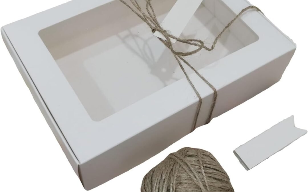 OEM 20Pcs Clear Gift Box With Window,8.26×5.90×1.96 Inches,Medium Cardboard Boxes With Hemp Rope And White Label Tag,Gift Boxes With Lids For Presents,Wedding,Valentine’s Day,Christmas,Graduation (white) Factory