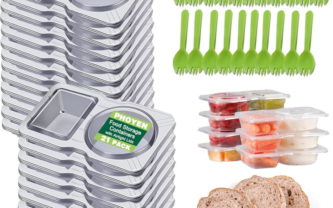 OEM 21 Sets Reusable Snack Containers, Double Compartment Condiment Container with Lids, BPA Free | Leakproof Snack Pack Containers with Spoons for School, Office Lunch, Take-out Sauces Factory