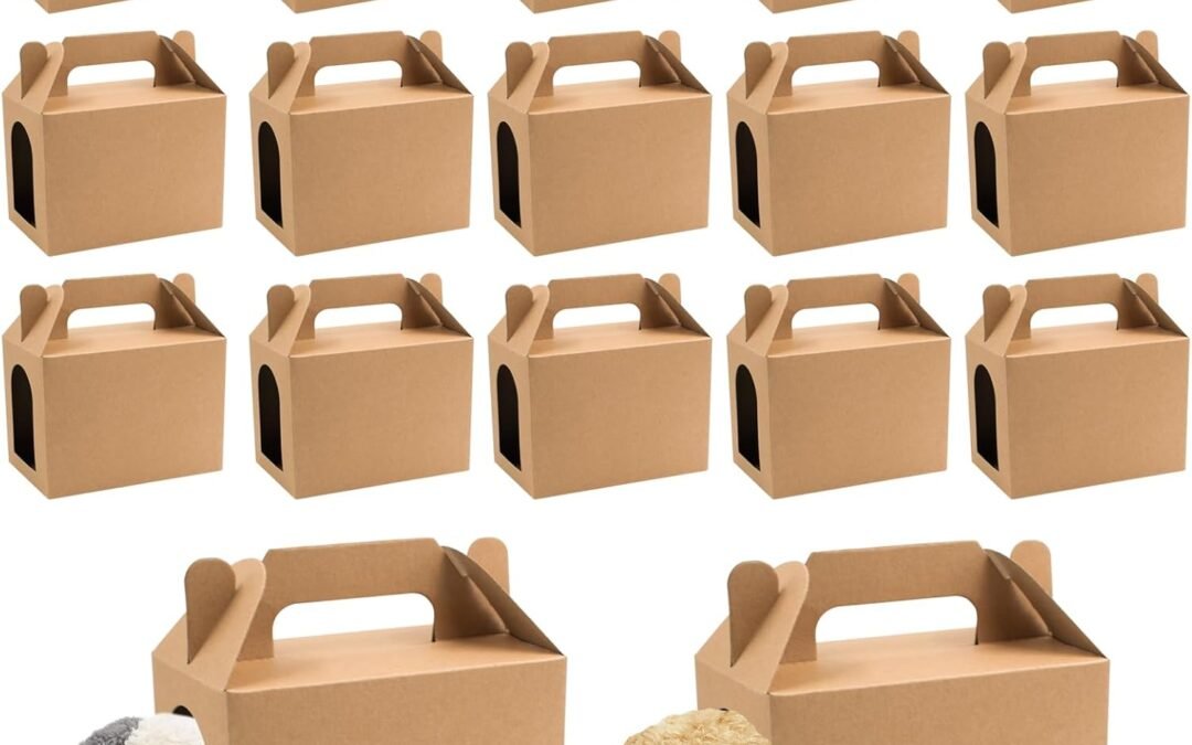 OEM 24 PCS Adopt a Puppy Favors Boxes with Windows, Foldable Kraft Paper Candy Gift Boxes Decorations for Gift Giving, Dog Birthday Party Favors, 5.5 x 3.5 x 3.5 Inch (Dolls Not Included) Factory
