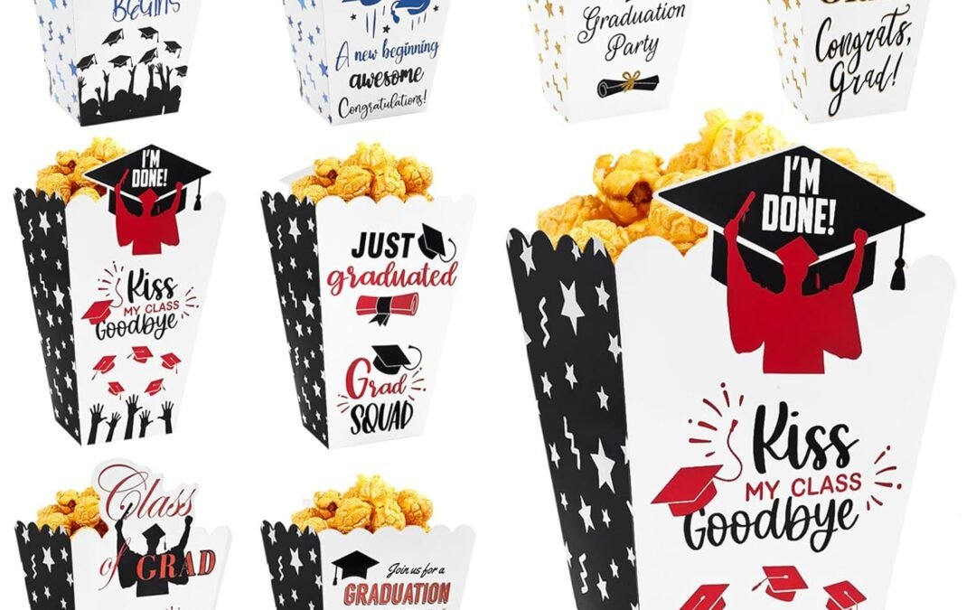 OEM 24Pcs Class of 2025 Graduation Party Popcorn Treat Boxes Candy Cookie Popcorn Container for 2025 Graduation Party Favors Factory