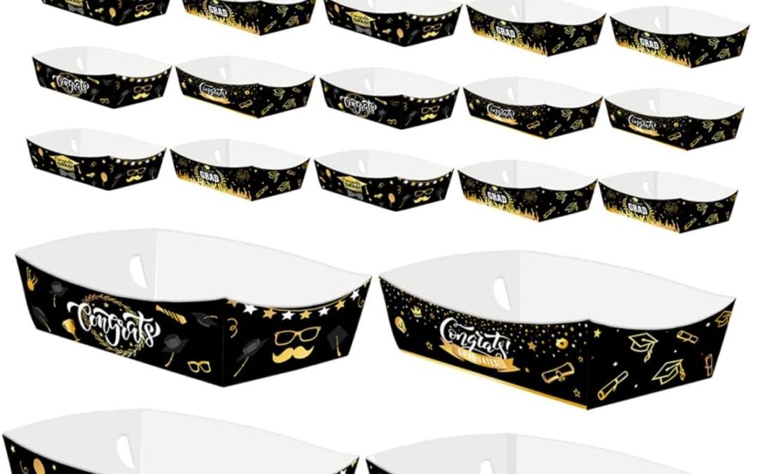 OEM 24pcs Graduation Food Serving Trays Boat Shaped Paper Boxes for Snacks Congrats Party Supplies for French Fries Dips and Treats Addition to Graduation Celebrations Factory