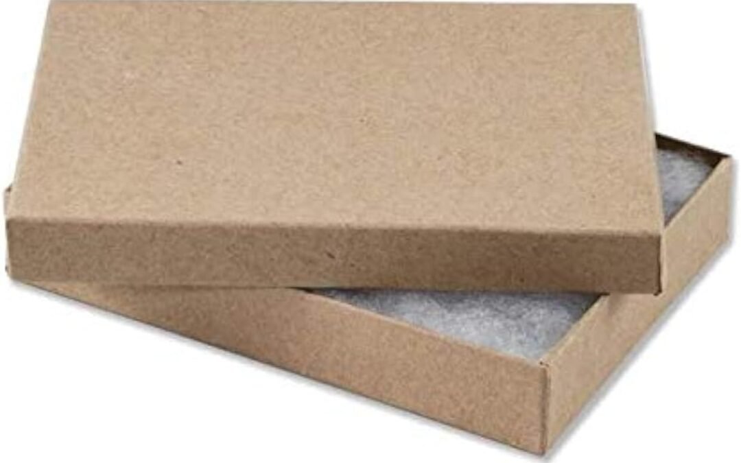 OEM 25 Piece Pack Brown Kraft Paper Cotton Filled Lidded Jewelry Gift Box Necklace, Belt Buckle, Pendant, Brooch, Bracelet, Bangle, anklet -Size 5.25″ X 3.75″ X 1″ (Kraft) Factory