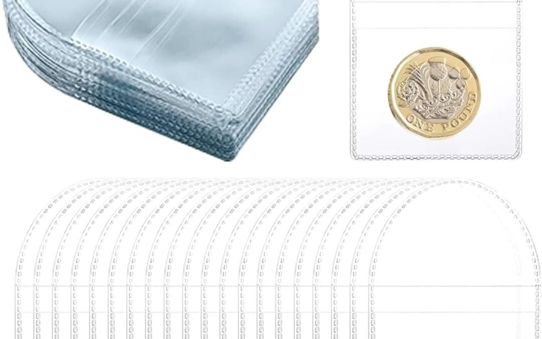 OEM 2.5×2.5 Inch 50PCS Coin Protector Sleeves Single Pocket Flips for Collectible Coins Jewelry Storage Clear Plastic Small Item Organizer Sleeves for Collectors Supplies Factory