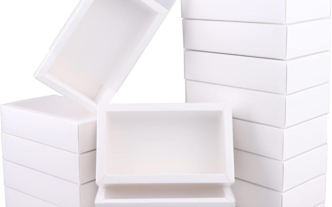 OEM 26 PCS Rectangle Drawer Kraft Boxes Small Cardboard Present Packaging Boxes for Party Favor Treats, Candy and Jewelry Crafts, 6.5 x 3.7 x 1.6 inch (Clear,White) Factory