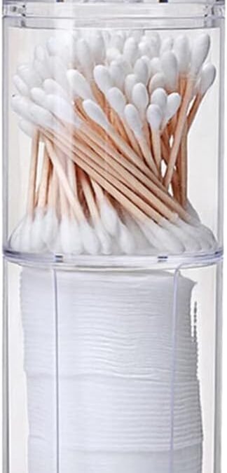 OEM 2PCS Cotton Swab Ball Pad Holder – Cosmetic Organizers Holder Dispenser for Cotton Balls Cotton Swabs Clear Plastic Storage Box Makeup Organizer with Lid Cotton Apothecary Jar Factory