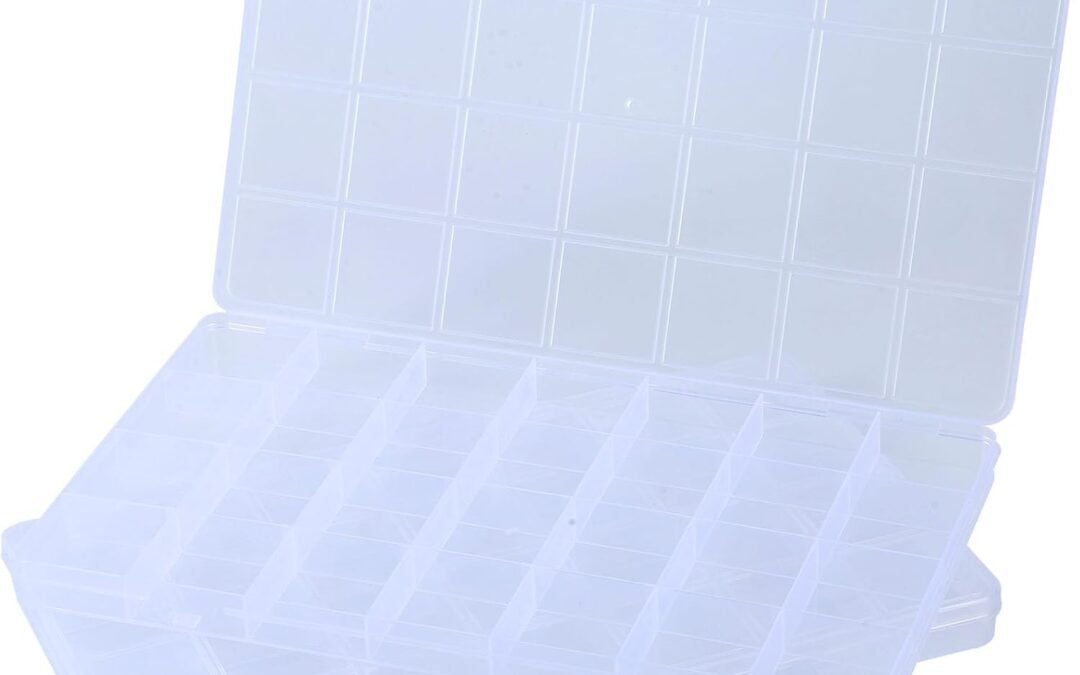 OEM 2Pack 28 Grids Plastic Organizer Boxes,Clear Beads Organizers Storage Box with Fixed Dividers,Acrylic Organizers Box for Jewelry,Beads and Earrings Art DIY Craft Factory