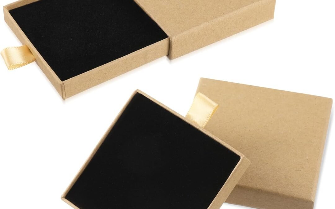OEM 2Pcs Jewelry Gift Box Bracelet Gift Boxes Cardboard Jewelry Box Square Necklace Earring Bracelet Gift Box Kraft Organizer Storage Box for Jewellery (Kraft Paper Color) Factory
