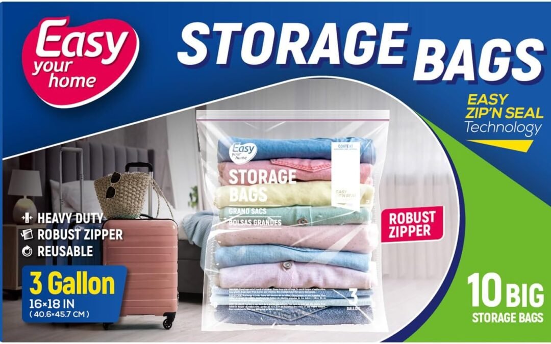 OEM 3 Gallon Zipper Lock Storage Bags,16″x18″,Reusable Extra Large Size Plastic Freezer Bag with Zip for Food,Clothing,Travel,Moving,BPA-Free,2-Mil Thick Factory