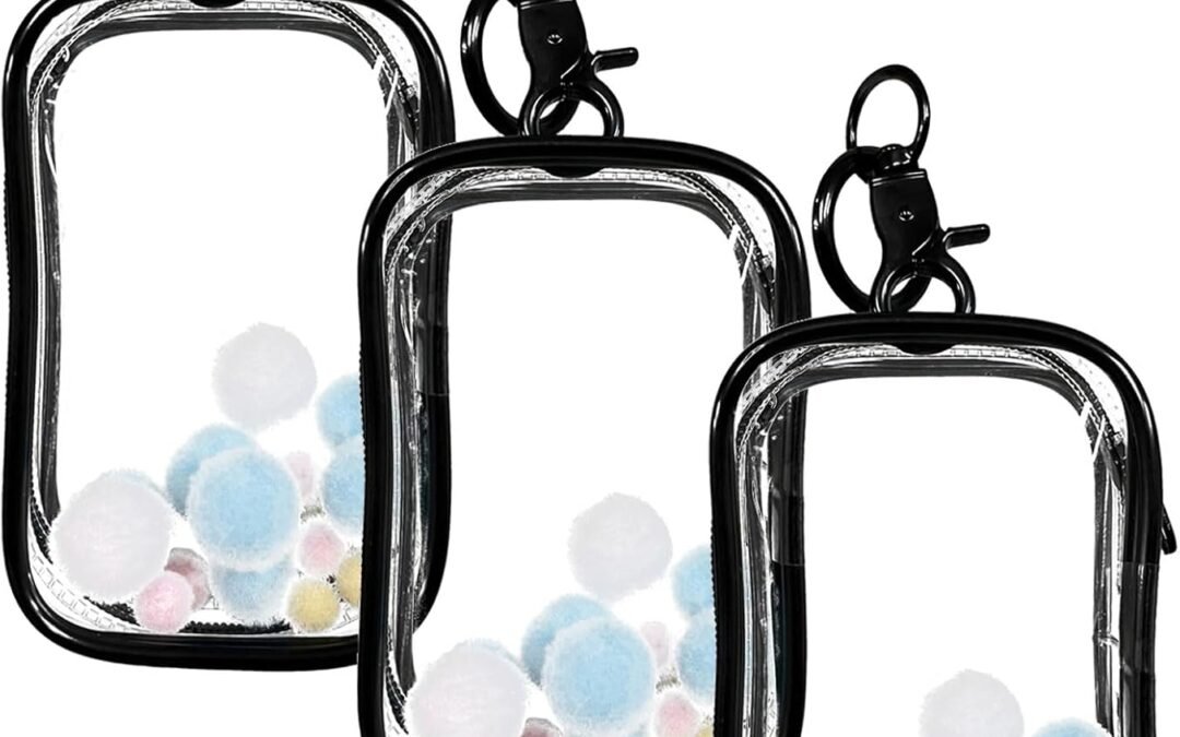 OEM 3 Pcs Clear Figure Display Bag with Keychain, Portable Small Doll Storage Hanging Blind Boxes Organizer Zipper Closure, Dustproof Collectibles Case for Showing Off Boxes, Dolls, Mini Figures (Black) Factory