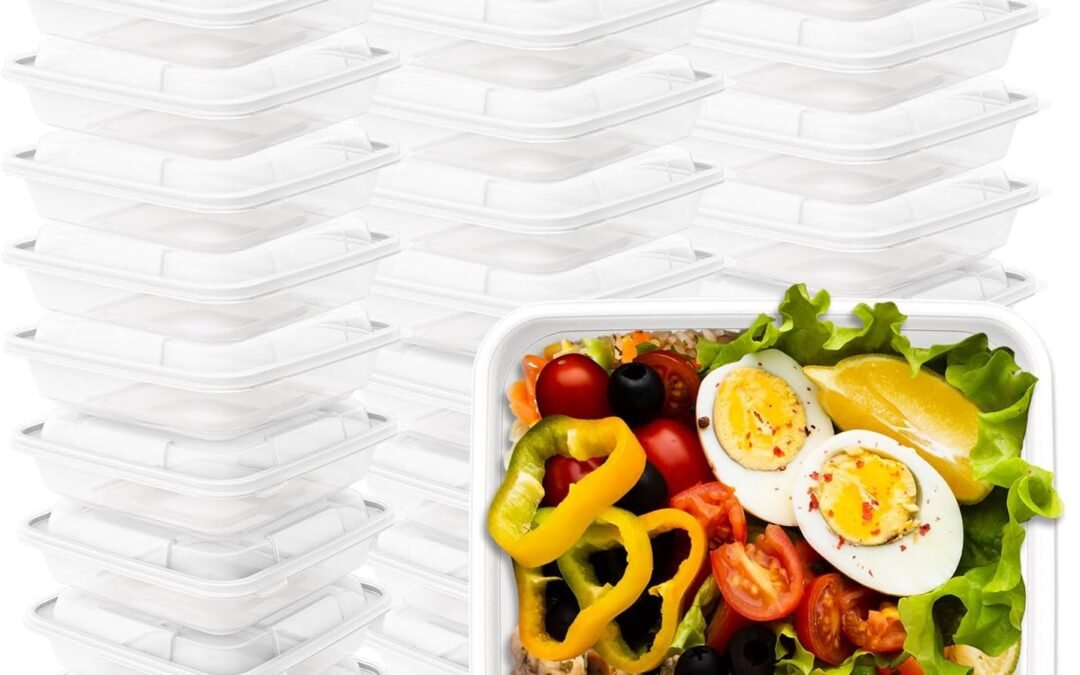 OEM 30 Pack 22oz Freezer Food Storage Container Meal Prep Containers Lunch Deli Container Salad Plastic Box with Lids Plastic Meal Prep Reusable Sets Bento Box Clear Transparent Factory
