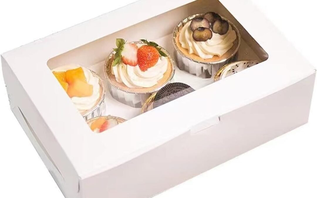 OEM 30 Pack Cupcake Boxes Bulk with Clear Display Window Hold 6 Standard Cupcakes, Disposable Food Grade White Cupcake Carrier Cupcake Container, Perfect for Cupcakes Muffins Cookies Pastries Factory
