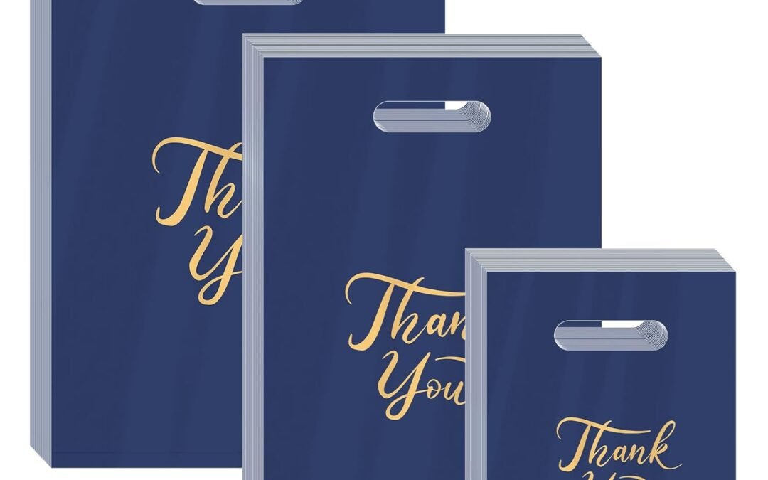 OEM 300 Pcs Thank You Bags for Business Small, 3 Size Shopping Bags for Small Business, Plastic Gift Bags with Handle, Reusable Packaging Bags for Wedding Party Stores Packaging Wholesale Goodie Bags Factory