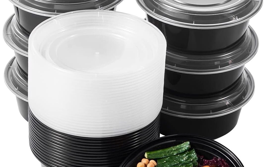 OEM 32 oz 150 ct Round Meal Prep Containers with Lids Plastic Food Storage Lunch Plan To Go Box Disposable Take Out Bowl Black BPA Free Reusable Stackable Microwave Freezer Safe (Formerly FULING) Factory
