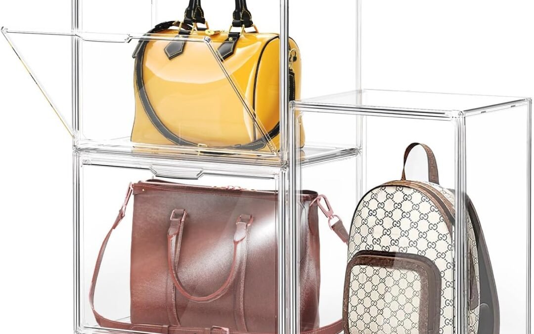 OEM 3Pack PET Plastic Handbag Display Case – Stackable Transparent Plastic Display Cases with Magnetic Door, Dustproof Closet Organizer for Purses, Handbags, Cosmetics, Collectibles Factory
