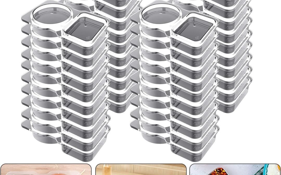 OEM 40PCS Double Compartment Condiment Containers with Lids, 2025 New Disposable 2 Compartment Snack Containers, Plastic Bento Boxes for Office,Picnic,Microwave Safe Factory