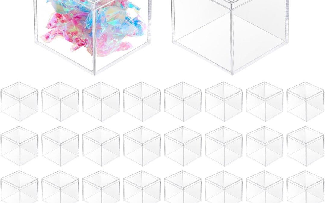 OEM 40Pcs Clear Acrylic Box with Lid Small Plastic Jewelry Display Box Mini Decorative Storage Case Cube Containers for Storage Stackable Candy Card Tiny Earring Jewelry Beads Wedding Party Favors Factory