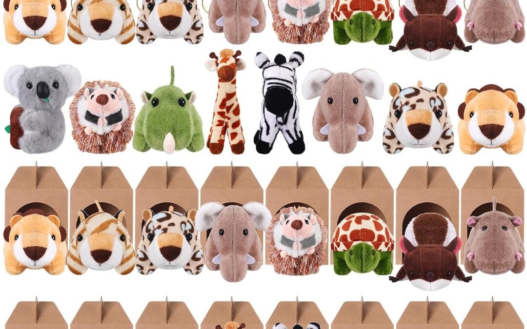 OEM 48 Pcs Safari Animals Party Favors, 16 Mini Safari Animals 16 Kraft Paper Boxes 16 Small Birthday Hats Gift for Adopt a Pet Valentines Birthday Party Favors Supplies Factory