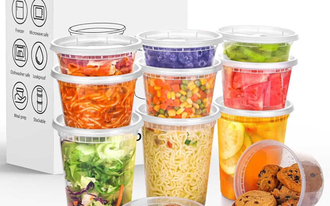 OEM [48 Sets-8,16,32oz Plastic Deli Containers with Lids,Freezer Food Storage Containers Airtight,Disposable Take out Deli Cups for Soup Slime Meal Prep Leftover,BPA Free Clear Round Food Box Factory