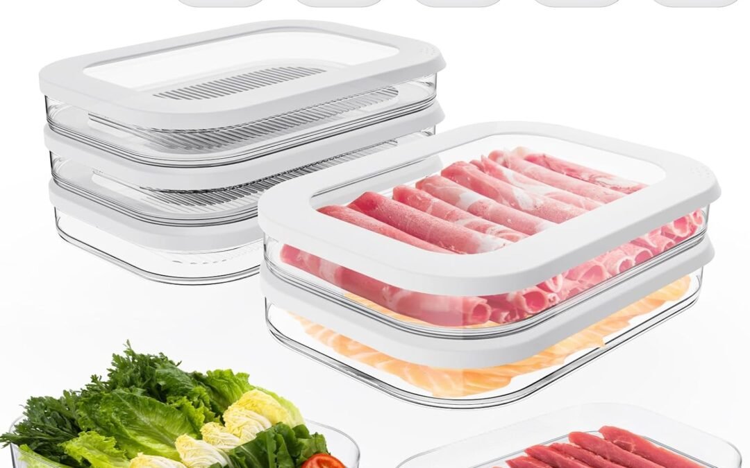 OEM 5 Pcs Deli Meat Container for Fridge, Stackable Bacon Lunch Meat Container for Refrigerator, Food Storage Boxes with 5 Lids for Cold Cuts, Cheese, LunchMeat, Salami, Meal Prep Containers, BPA Free Factory