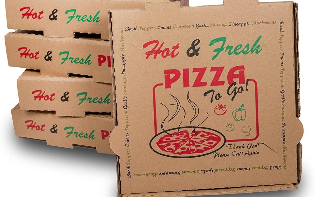 OEM 50 Pack Pizza Box 4 Color Print Hot & Fresh Pizza Brown Color (8″ x 8″) Factory