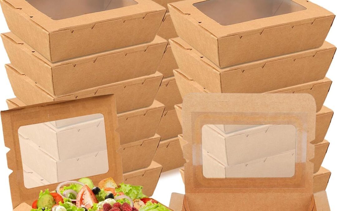 OEM 50 Pack Take Out Food Containers with Window, 40 oz Kraft Paper Food to Go Box Disposable Cardboard Meal Prep Boxes for Lunch Meal, Restaurant, Catering, Party, Picnic, Brown Factory