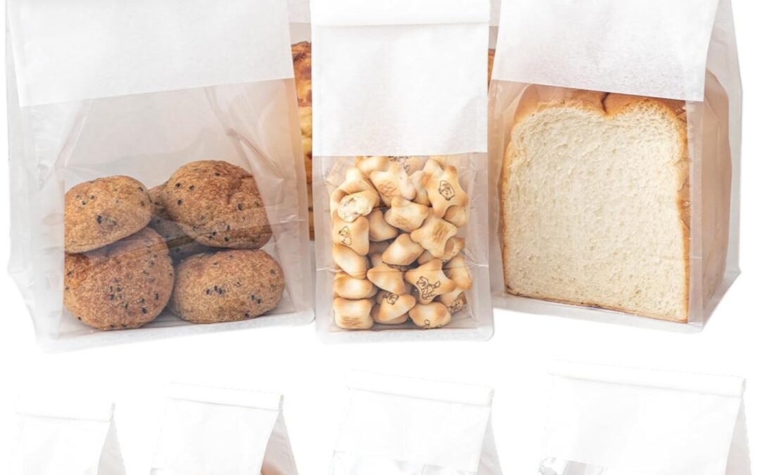 OEM 50 Pcs 3.9 Inch Bread Bags with Tin Tie, Mini Loaf Bags Made Of White Cotton Paper, Storage Packing Bag with Clear Window for Bakery, Cafe, Homemade Bread Factory