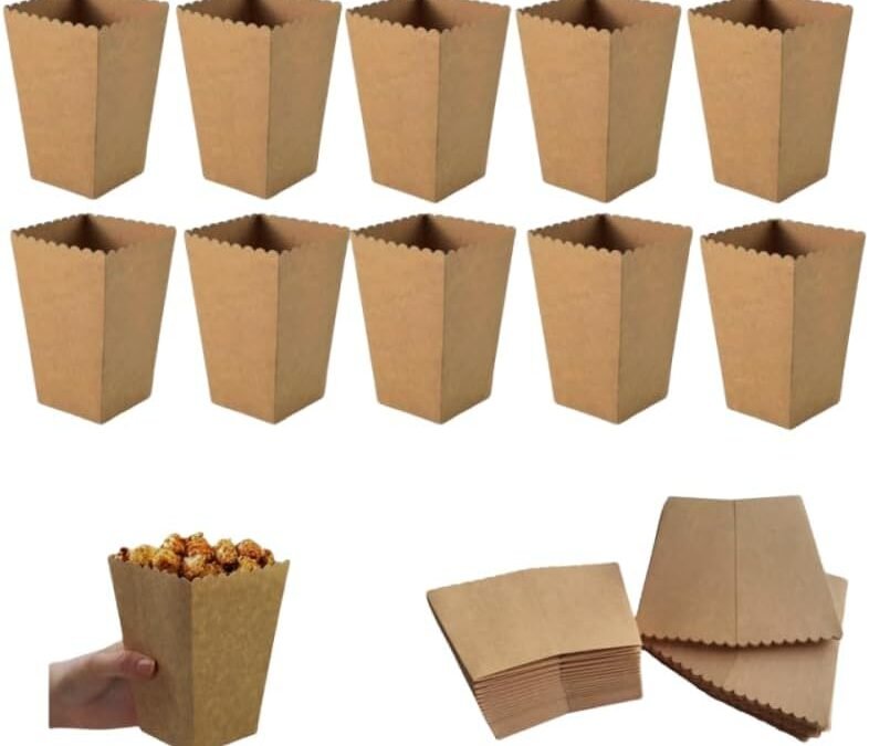 OEM 50 Pcs Kraft Paper Popcorn Bags 22 oz,Popcorn Cups Disposable,French Fry Cups,Individual Popcorn Snack Bags,Easter Popcorn Boxes for Movie Theaters, Amusement Parks,Themed Parties (50, Light Brown) Factory