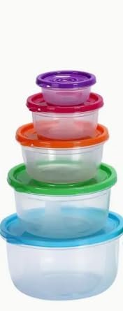 OEM 5pcs Set Plastic Fresh-keeping Box, Round Transparent Storage Box With Cover, Household Refrigerator Food Storage Box, Microwave Oven Safe Large Capacity Container, Kitchen Supplies Factory