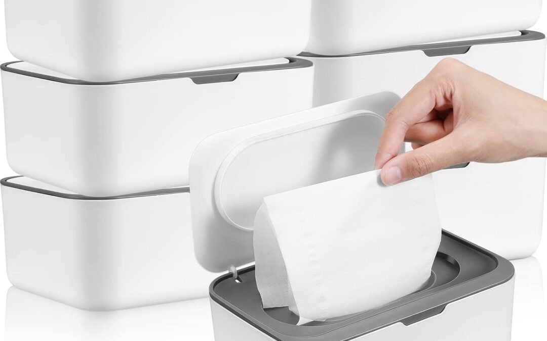 OEM 6 Pack Baby Wipes Dispenser Wipe Holder with Lids Refillable Container with Sealing Design Keeps Fresh Easy Open and Close for Bathroom Baby Nursery(Dark Gray) Factory