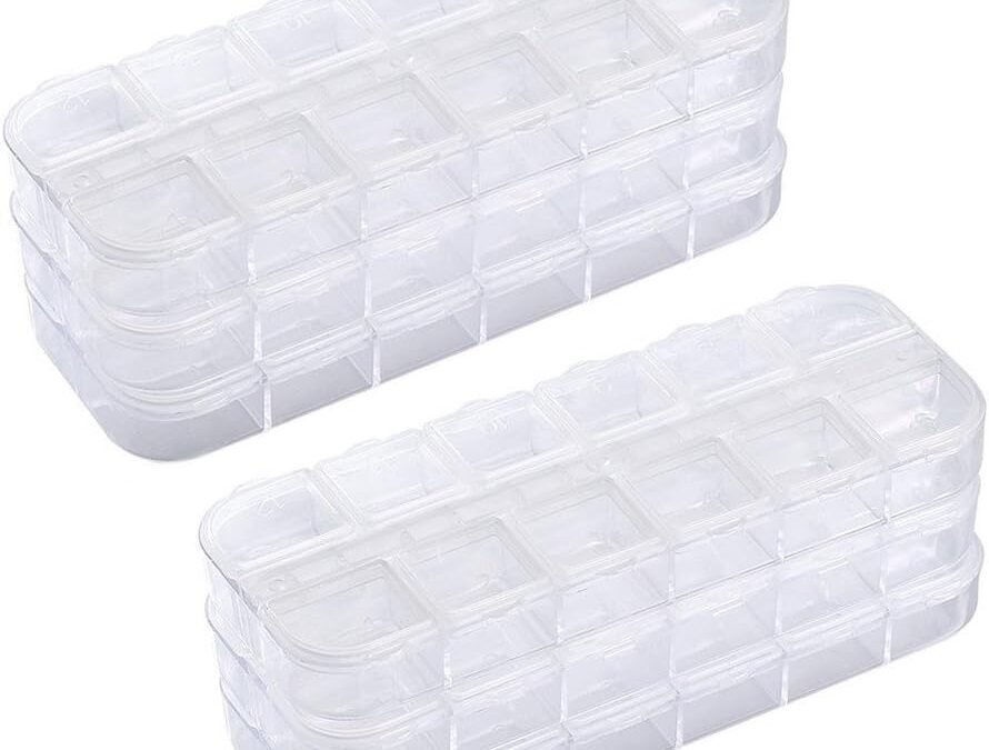 OEM 6 Pieces Nail Art Tool Jewelry Storage Box, 12 Compartments Plastic Rhinestone Organizer Container Case, Display Containers Factory