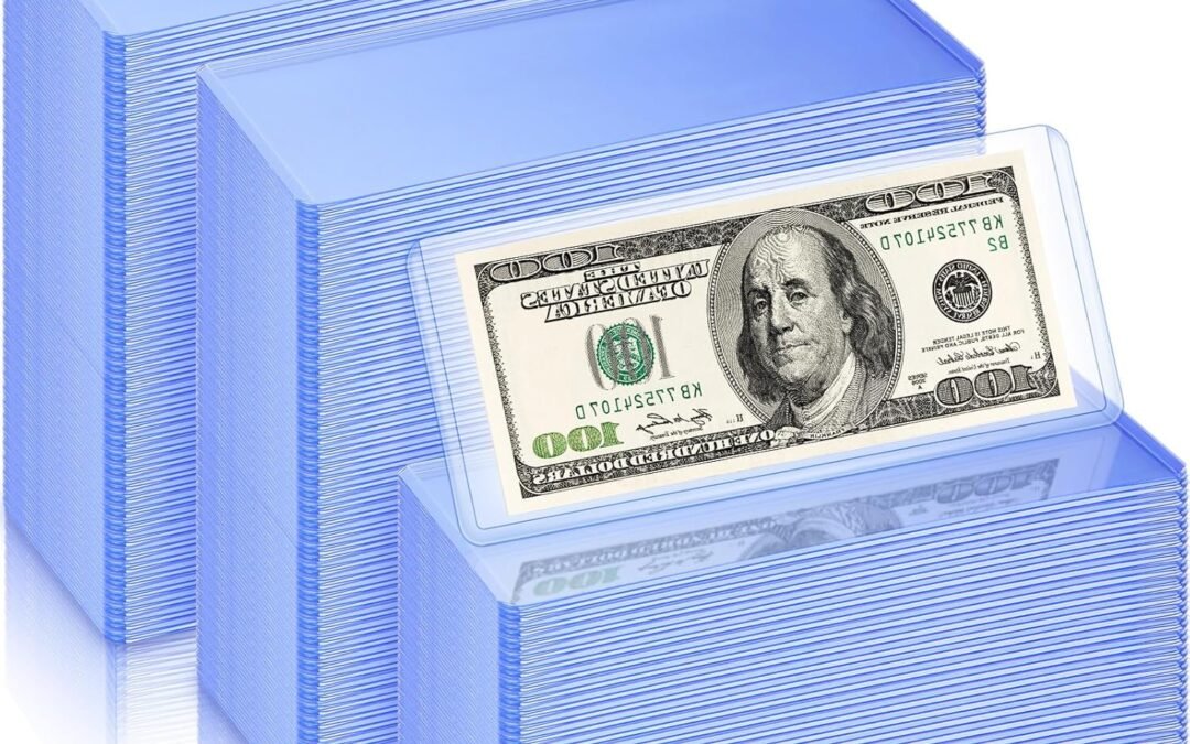 OEM 600 Pcs Dollar Bill Holders PVC Currency Holder Transparent Bill Sleeves Protector Case Supplies, 6.9 x 2.95 Inch Factory