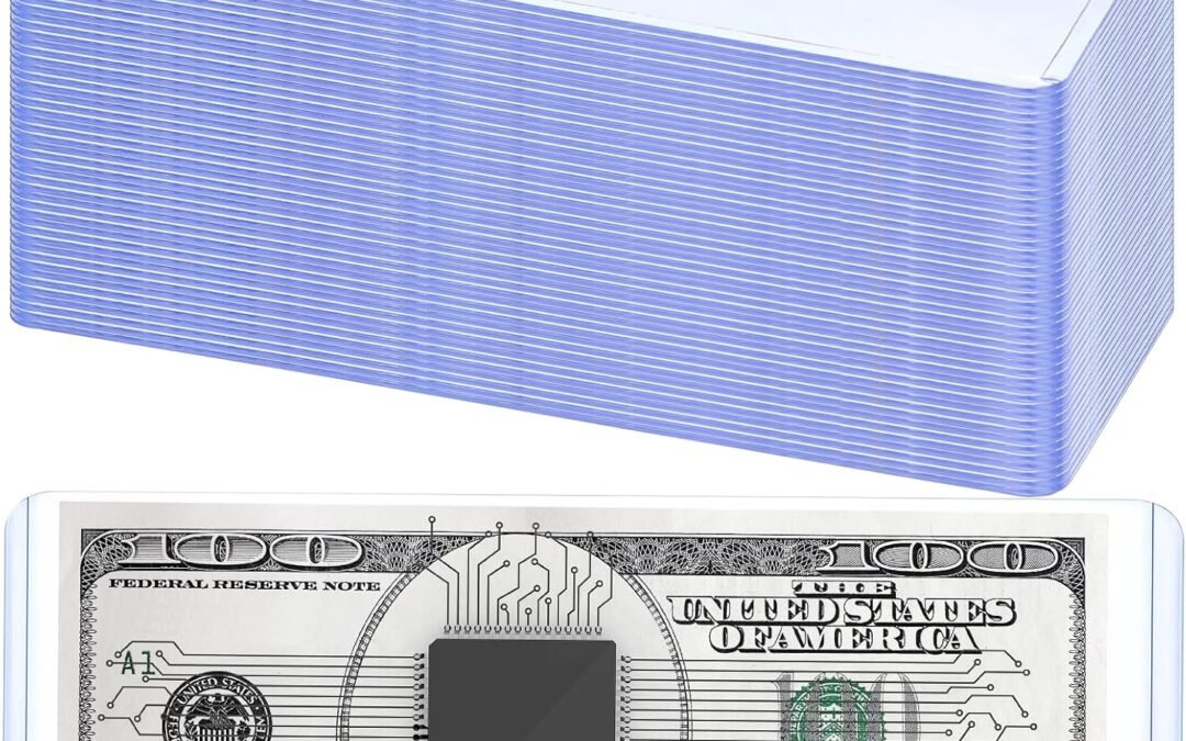 OEM 60PCS Bill Clear Holders Currency PVC Holder Transparent Bill Sleeves Currency Bill Display Holder for Regular Bills Protector Case Supplies, 6.9 x 2.95 Inch Factory