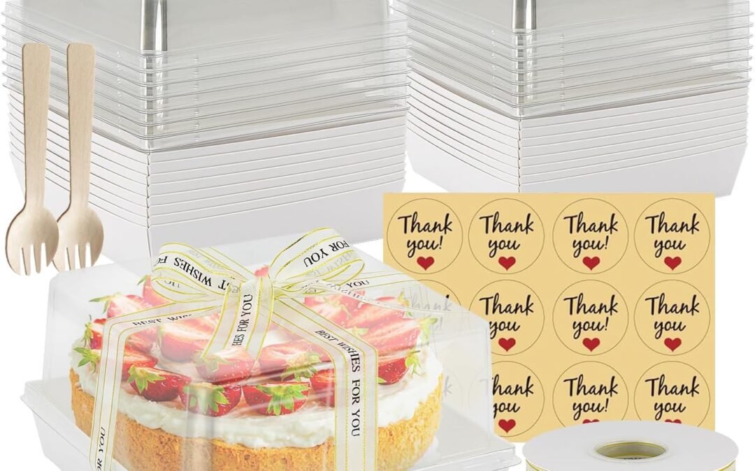 OEM 7 x 7 x 4 Inches Paper Charcuterie Boxes with Clear Lids, 25 Pack Large Clear Cake Boxes for 4-6 Inch Cake, Disposable Bakery Boxes Food Containers for Cupcakes,Pie,Cookies, Cocoa Bomb White Factory